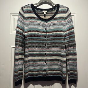 Talbots Stripped Botton Down Cardigan Sweater Size: S